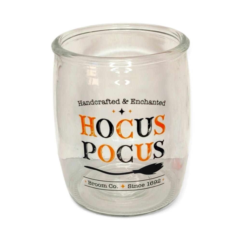 Hocus Pocus Broom Company Clear Glass Halloween Candy Jar‎ Canister